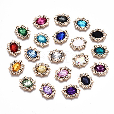 Alloy Acrylic Rhinestone Cabochons PALLOY-T066-25LG-RS-1