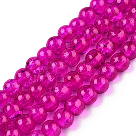Spray Painted Crackle Glass Beads Strands CCG-Q001-6mm-08-1