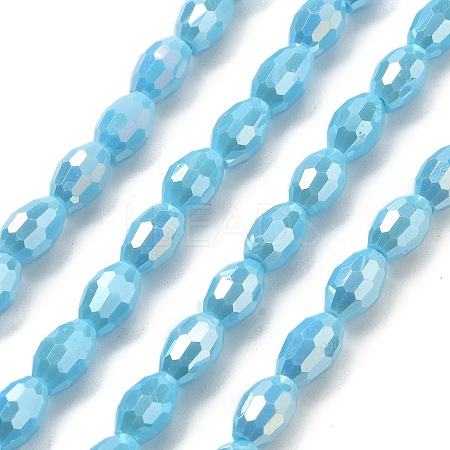 Electroplate Glass Beads Strands EGLA-A037-P6x8mm-B06-1