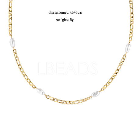 Stainless Steel & Imitaiton Pearl Link Chain Necklaces DO4707-1