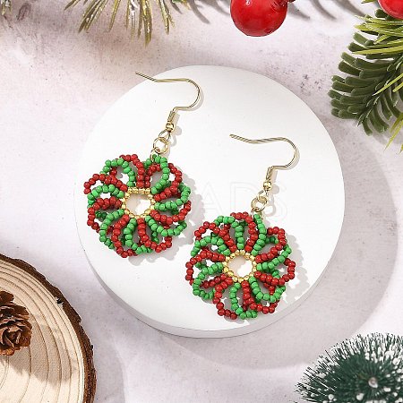 Christmas Glass Dangle Earrings EJEW-MZ00829-1