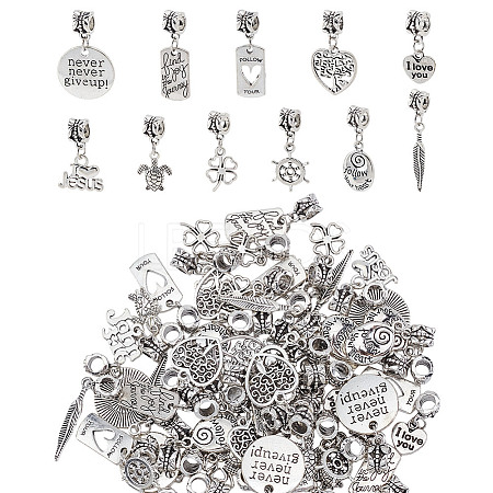 66Pcs 11 Styles Tibetan Style Alloy European Dangle Charms PALLOY-HY00077-1
