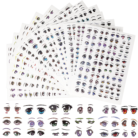 12 Sheets 12 Styles Eye Pattern Ceramics Clay Water Transfer Paper STIC-CP0001-17-1