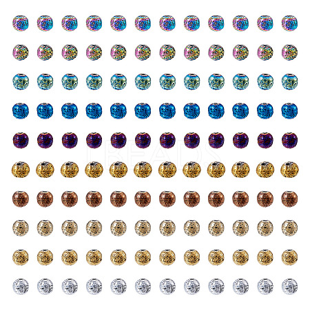 250Pcs 10 Colors Electroplated Natural Lava Rock Beads Strands G-PJ0001-03A-1