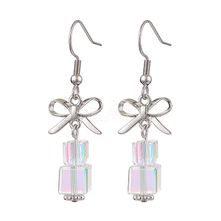 Brass with Glass Dangle Earrings for Women EJEW-TA00550-1