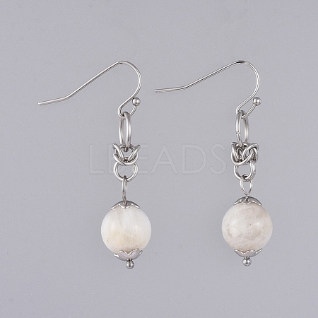 Natural White Moonstone Dangle Earrings X-EJEW-JE03934-05-1