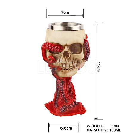 Halloween 304 Stainless Steel 3D Skull Mug SKUL-PW0001-027B-1