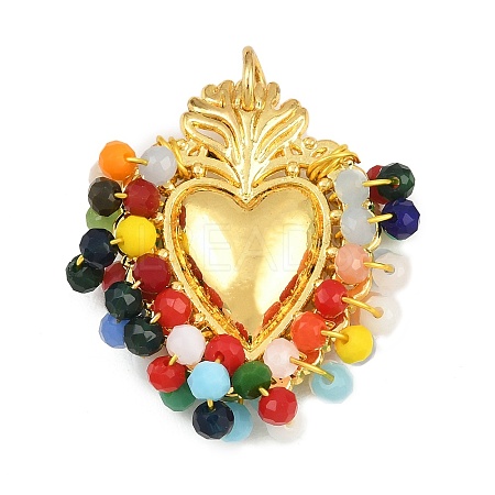 Alloy & Glass Seed Beaded Pendants GL-CBA96FD-01G-02-1