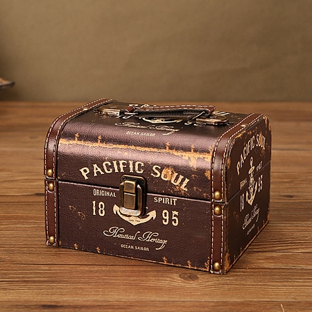 Retro Printed Imitation Leather Jewelry Storage Boxs with Handle PW-WG64239-04-1