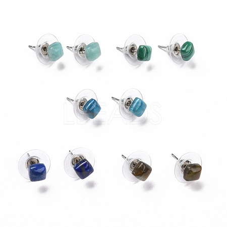 Gemstone Ear Studs EJEW-K091-01P-1