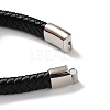 Men's Braided Black PU Leather Cord Bracelets BJEW-K243-13AS-4