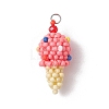 3Pcs 3 Colors Glass Seed Beaded Ice Cream Pendants PALLOY-MZ00550-2