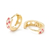 Tartan Pattern Enamel Chunky Hinged Huggie Hoop Earrings for Women EJEW-P196-22G-02-2