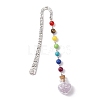 7 Chakra Gemstone Bead & Natural Amethyst Glass Heart Wishing Bottle Pendant Bookmarks AJEW-JK00313-05-1