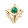 Ion Plating(IP) 304 Stainless Steel Pendants with Synthetic Malachite STAS-K237-11G-1