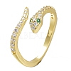 Adjustable Brass Micro Pave Cubic Zirconia Snake Cuff Rings ZIRC-I049-36-2