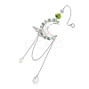 3Pcs Natural Rose Quartz & Aquamarine & Green Aventurine Chips & Brass Moon & 304 Stainless Steel Butterfly Suncatcher HJEW-TA00449-4