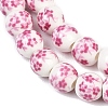 Handmade Flower Printed Porcelain Ceramic Beads Strands PORC-M005-8mm-03-4
