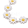 Enamel Daisy Link Chains Bracelet BJEW-P271-01P-01-2