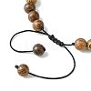 8mm Round Chakra Gemstone & Wood Braided Beaded Bracelets BJEW-JB10905-02-4
