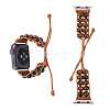 Natural Tiger Eye Round Braided Bead Watch Band AJEW-WH0312-86B-1