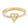 Ion Plating(IP) 304 Stainless Steel Heart Finger Ring with Cubic Zirconia RJEW-K244-06G-2