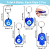  8Pcs 4 Style Natural Cultured Freshwater Pearl Loose Beads & Handmade Lampwork Evil Eye Pendant Keychains KEYC-NB0001-56-2