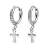 6Pairs Crystal Rhinestone Cross Dangle Hoop Earrings with 304 Stainless Steel Pin for Women EJEW-F280-04P-1