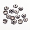 Black Iron Flower Bead Caps X-IFIN-D023-B-1