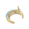 Moon Rack Plating Brass Micro Pave Cubic Zirconia Enamel Pendants KK-G504-06G-03-2
