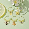 Bees & Honeycomb Alloy Enamel Wine Glass Charms AJEW-JO00220-2