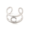 Clear Cubic Zirconia Initial Letter Open Cuff Ring RJEW-A012-01P-C-1