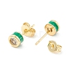 Column Cubic Zirconia Stud Earrings with Enamel EJEW-P196-02G-04-2