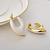 Nuggets Brass Enamel Half Hoop Stud Earrings for Women EJEW-G391-20B-G-1