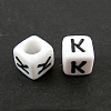 Letter Acrylic European Large Hole Beads X-OPDL-R050-10mm-K-1