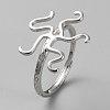 Anti-Tarnish Rhodium Plated 925 Sterling Silver Adjustable Rings Base STER-WH0011-27P-1