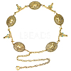 1Pc Tibetan Style Alloy Oval & Cattle Skull Head Link Chain Waist Belly Body Chains for Women AJEW-DC0003-23AG-1