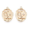 Brass Micro Pave Clear Cubic Zirconia Pendants KK-N216-577LG-2