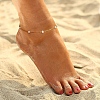 925 Sterling Silver Cable Chain Anklet with Oval Natural Freshwater Pearls for Women AJEW-F162-003G-3