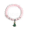 Christmas Theme Natural Rose Quartz Stretch Bracelets PW-WG72984-02-1