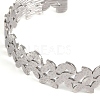 Non-Tarnish 304 Stainless Steel Hollow Flower Open Cuff Bangles for Women BJEW-K241-03B-P-2