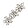 Brass Pave Clear Cubic Zirconia Three Flower Links Connector Charms KK-P277-51P-2