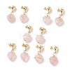 5 Pair 5 Style Natural Rose Quartz Heart Dangle Stud Earrings EJEW-JE05083-1