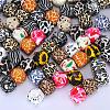 Colorful Pattern Printed Silicone Beads SI-JX0022A-17-4
