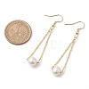 Natural Cultured Freshwater Pearl Beads with Brass Dangle Earrings EJEW-JE05757-3