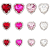 SUPERFINDINGS 24Pcs 12 Styles Pink Series Heart Sew On Glass Rhinestones DIY-FH0005-84-1