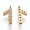 Brass Micro Pave Clear Cubic Zirconia Charms ZIRC-L075-60A-01G-1