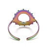 Ion Plating(IP) Rainbow Color 304 Stainless Steel Donut Open Cuff Ring for Women RJEW-C025-21M-3