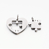 Valentine's Couple Jewelry Lovers 304 Stainless Steel Heart with Puzzle Jigsaw Split Pendants STAS-E090-46P-2