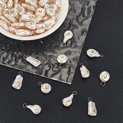 16 Sets 8 Styles ABS Plastic Imitation Pearl Pendants PALLOY-GA0004-13-1